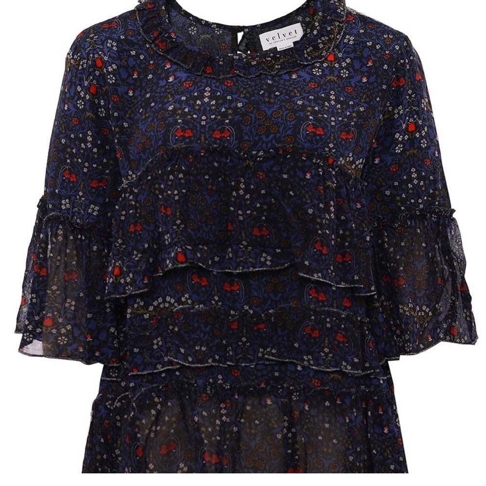 Velvet Floral Cali Ruffle Blouse - Picture 3 of 4